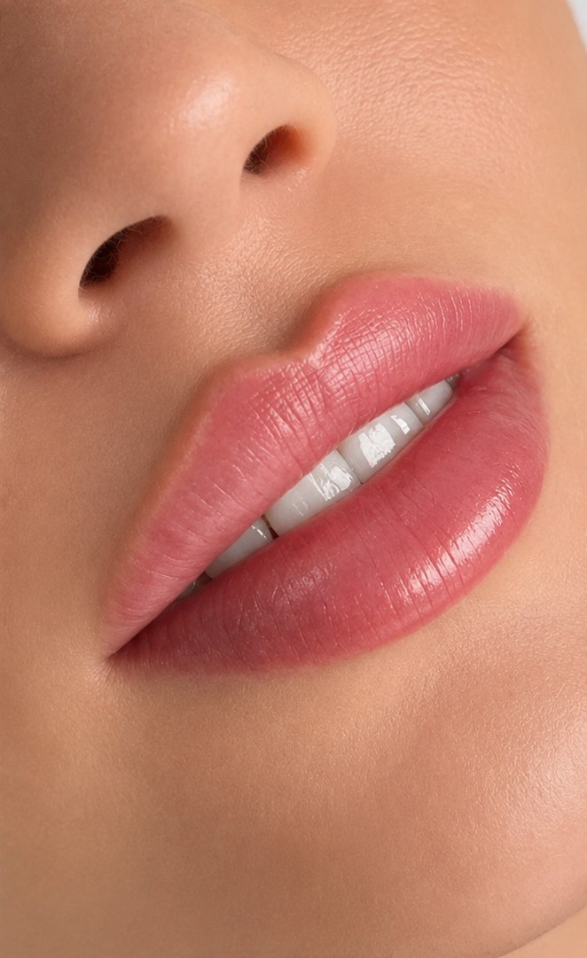 Natural lip filler before and after results showing enhanced lip volume and improved border definition at Silk Clinics Dubai.