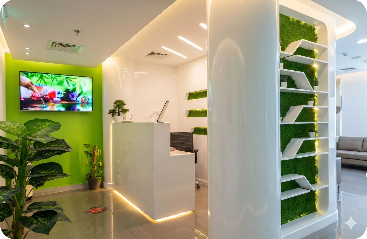 Silk Clinics reception and waiting area in Dubai Healthcare City