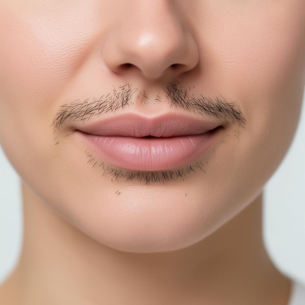 Female facial hair on upper lip — laser hair removal consultation reference at Silk Clinics Dubai