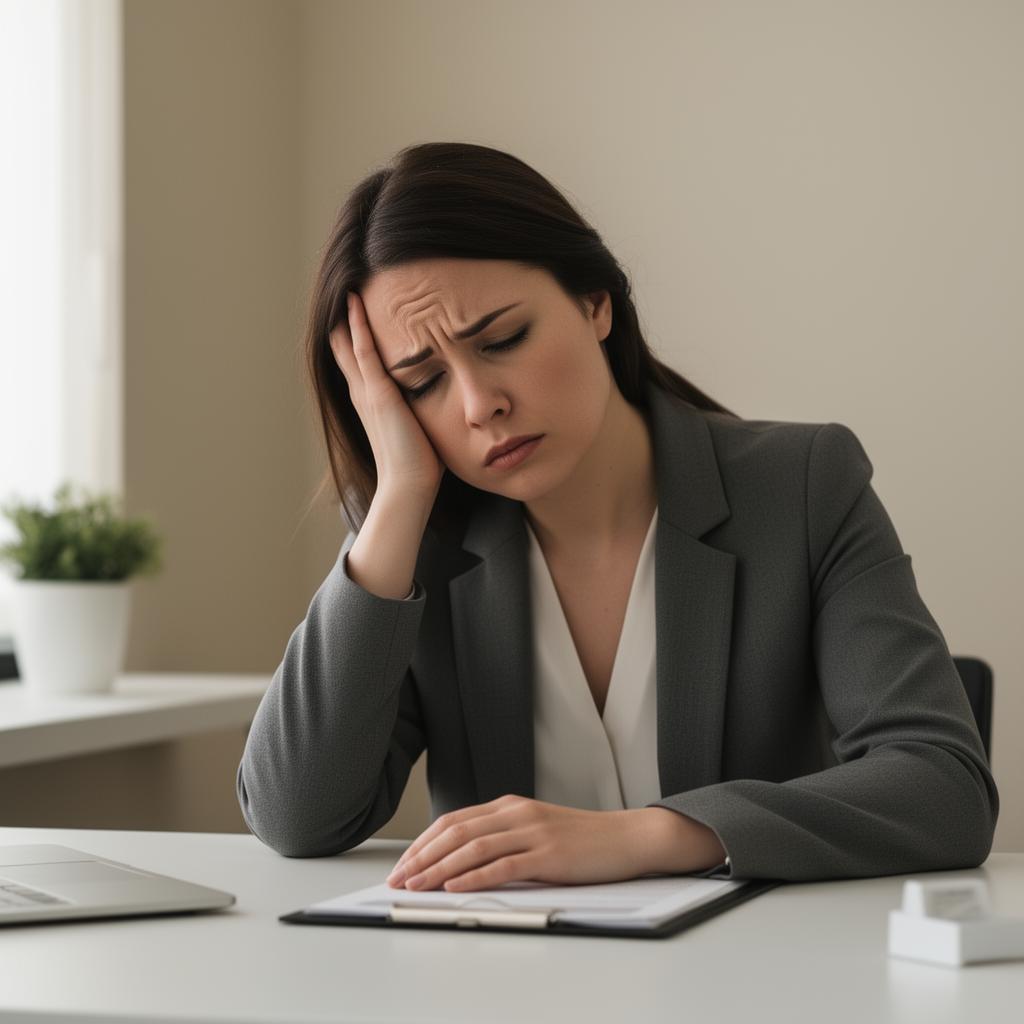 Tired professional woman experiencing fatigue — wellness consultation at Silk Clinics Dubai