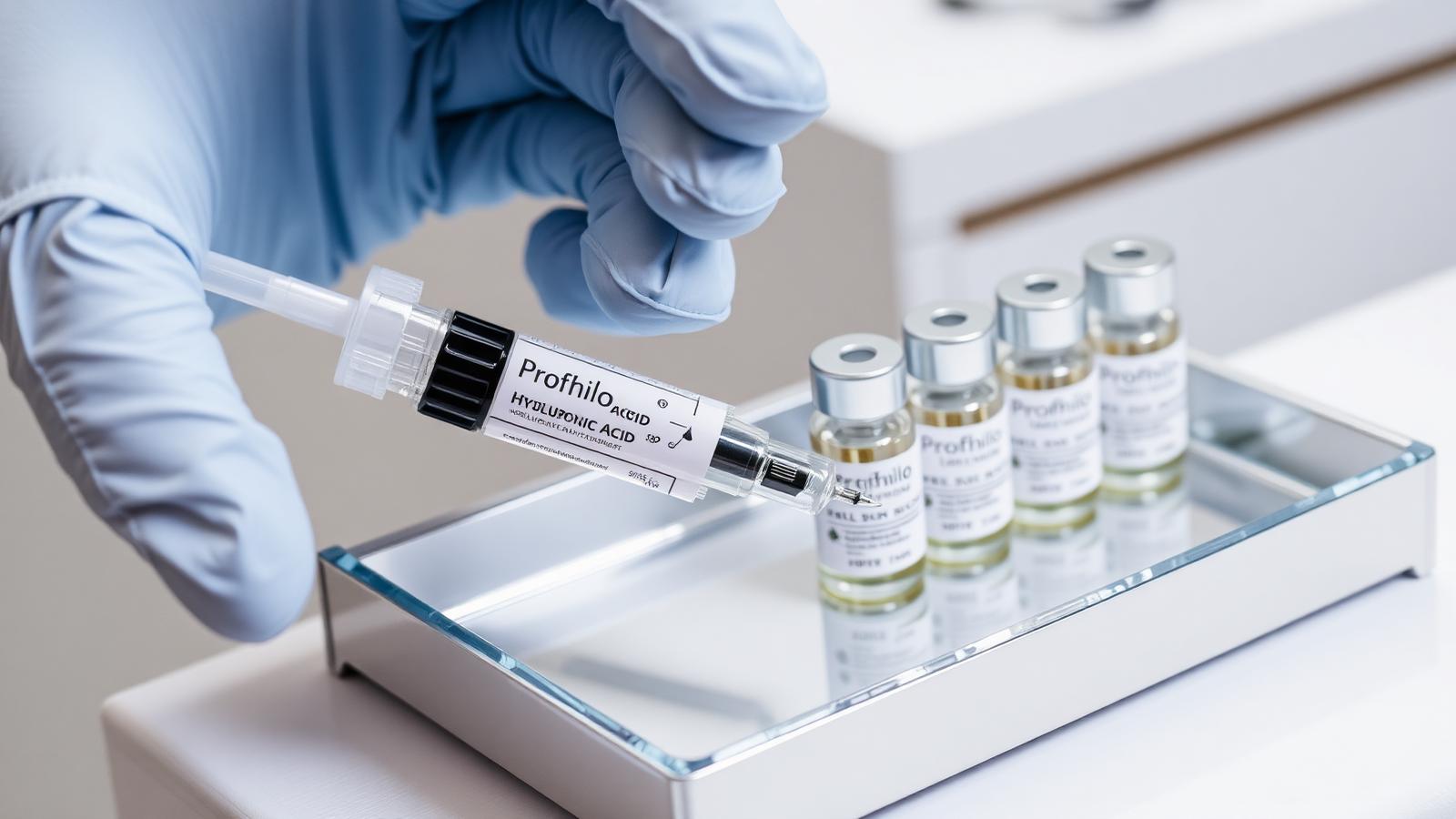 Profhilo vs skin boosters in Dubai — gloved aesthetic doctor with Profhilo hyaluronic acid syringe and skin booster vials at Silk Clinics, Dubai Healthcare City