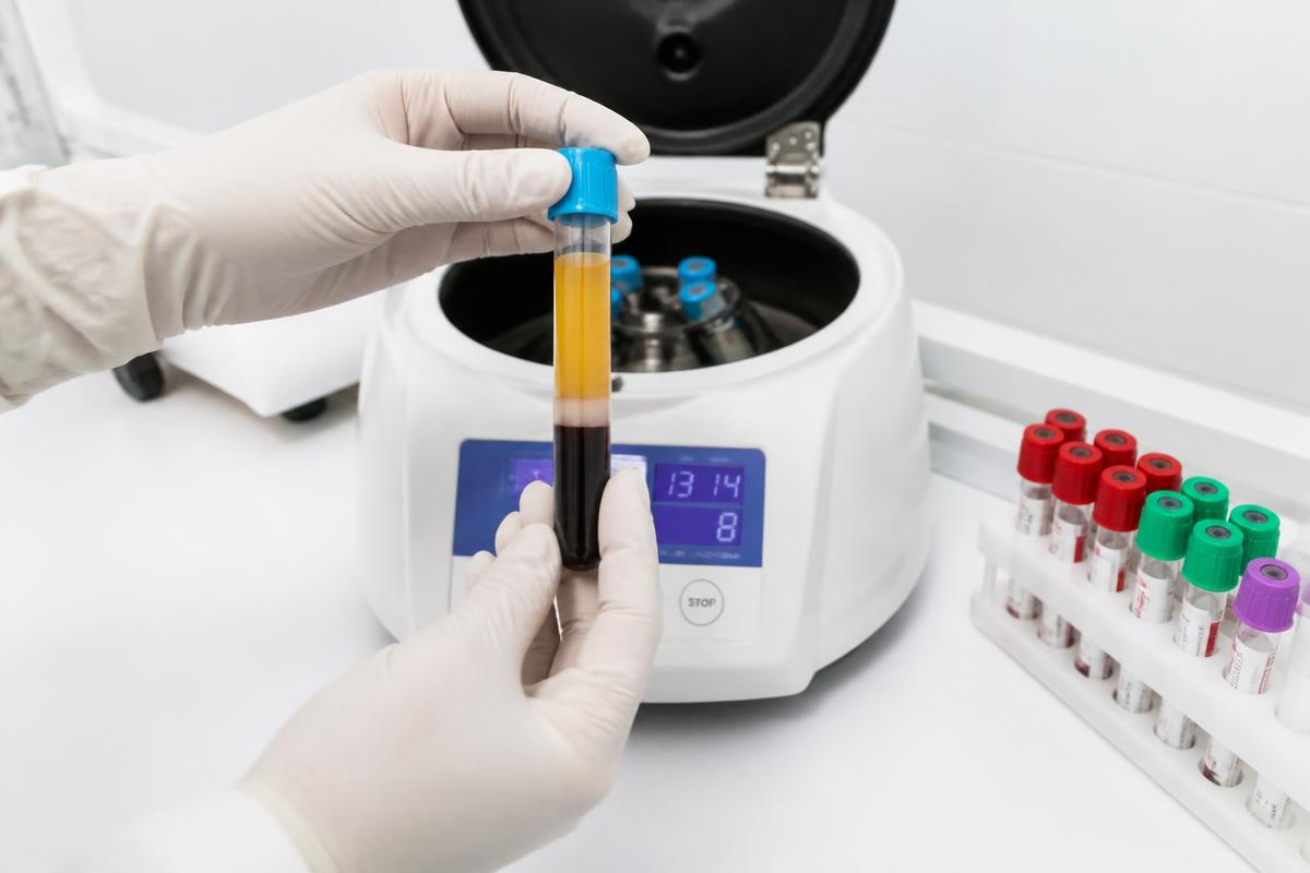 Regenerative facial aesthetics — PRF and exosome preparation in a Dubai clinic laboratory setting