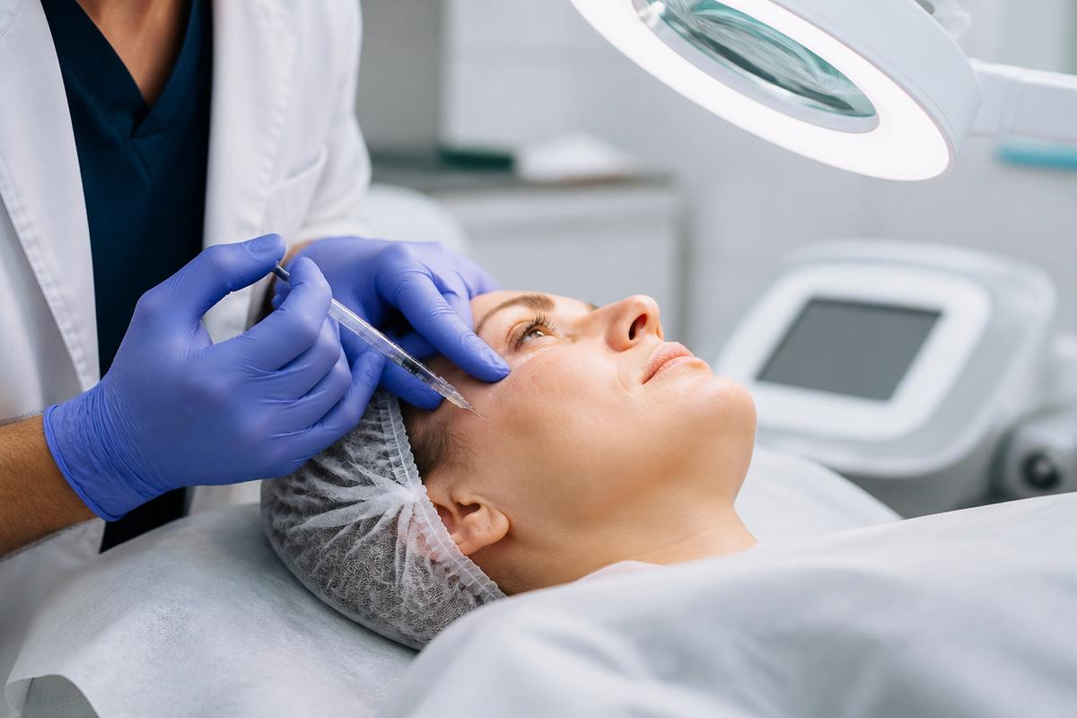 Under eye rejuvenation with PRF being performed by a doctor at Silk Clinics Dubai Healthcare City